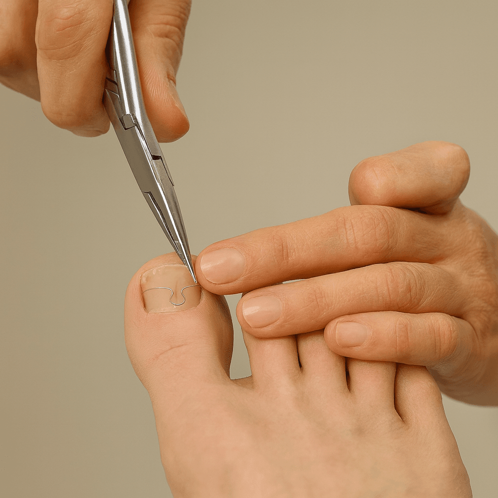 Aanbrengen van nagelbeugel bij ingroeiende teennagels