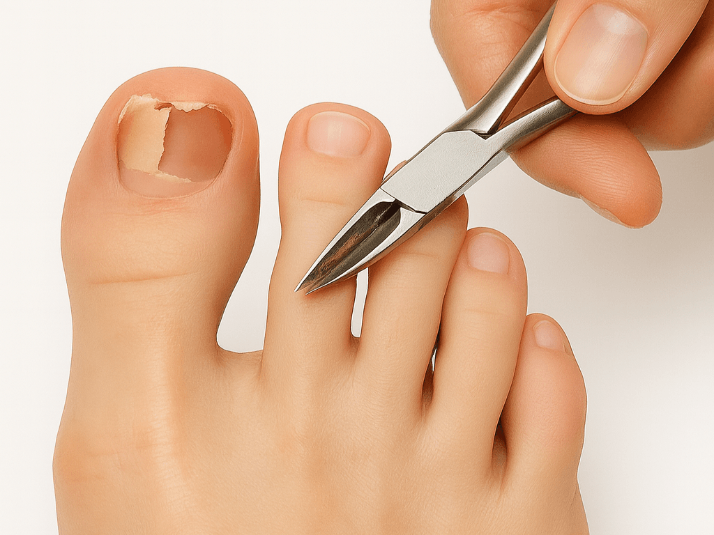 nagel reparatie bij beschadigde teennagels